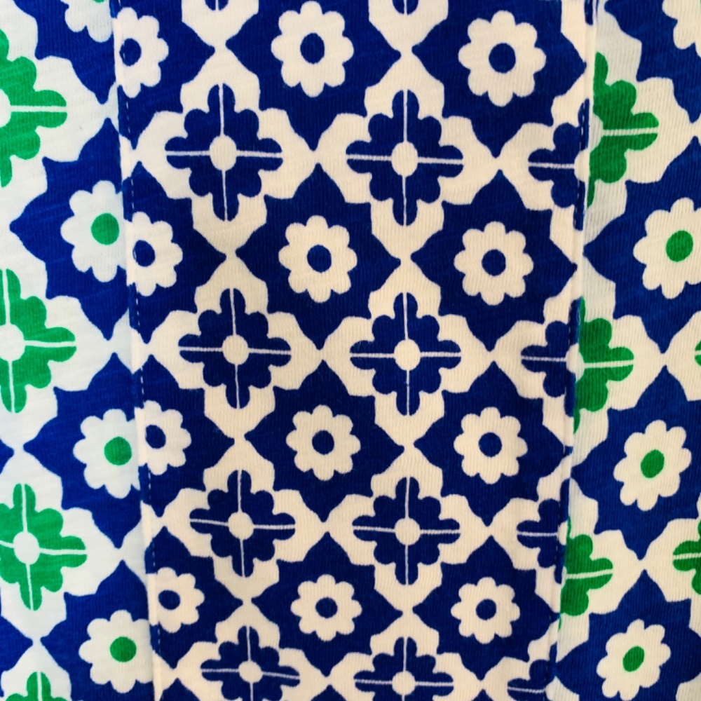 Boden Geometric Top US 12 Blue Green Tassel Tie Long Sleeve Preppy Casual Cotton - Picture 8 of 14